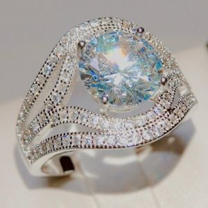 Sterling Silver 2ct Diamonique Ring New